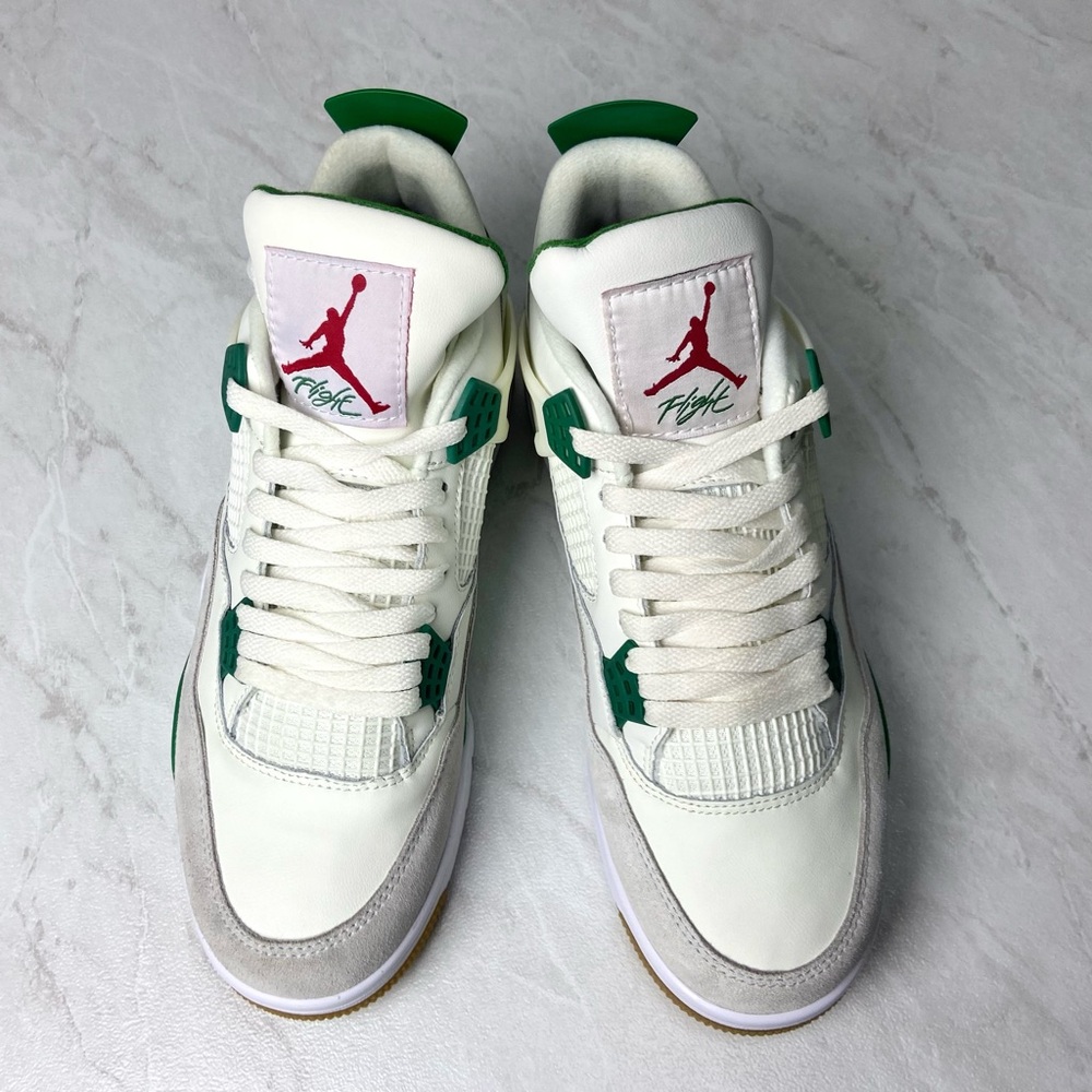 Men's White/ Green Sneakers -Brand New Retro 4 SB Pine Green -Streetwear